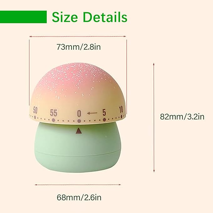 Mechanical Kitchen Timer, Cute Wind Up 60-Minute Manual Countdown for Kids, Classroom, Home, Study and Cooking