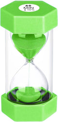 Hourglass 45 Minute Sand Timer, Green Plastic Sand Clock 45 Min, Colorful Hour Glass Sandglass for Classroom Gmaes Home Office Decor (Green)