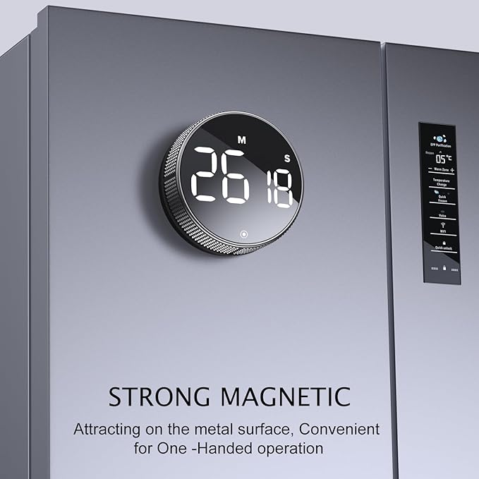 BlueSnail Kitchen Timer with LED Digital Display Smart Efficana for Home Classroom Gym Office, Volume and Brightness Adjustable Productivity Timer (Silvery)