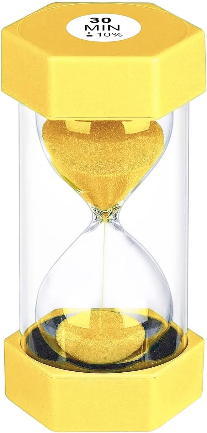 30 Minute Hourglass Sand Timer, Unbreakable Hexagon Sand Clock 30 Min, Reloj De Arena 30 Minutos,Plastic Yellow Hour Glass Sandglass for Classroom Games(Yellow)