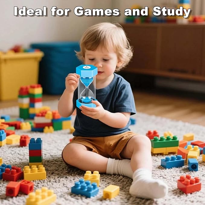 10 Minute Hourglass Sand Timer, Unbreakable Hourglass Sand Clock 10 Min, Reloj De Arena 10 Minutos, Colorful Plastic Hour Glass Sandglass for Classroom Games (Blue)