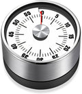 Premium Mechanical Kitchen Timer, No Battery Required, Magnetic Base, Twist Dial Control, Space Saving Design for Cooking Exercise, Silver and Black