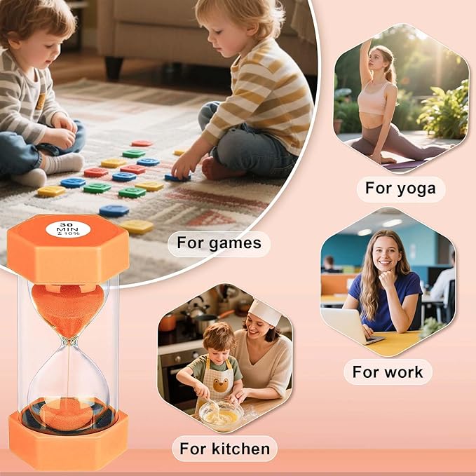 10 Minute Sand Timer Hourglass, Unbreakable Hourglass Sand Watch 10 Min, Reloj De Arena 10 Minutos, Colorful Plastic Hour Glass Sandglass for Classroom Games （Orange