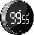 BlueSnail Kitchen Timer with LED Digital Display Smart Efficana for Home Classroom Gym Office, Volume and Brightness Adjustable Productivity Timer (Silvery)